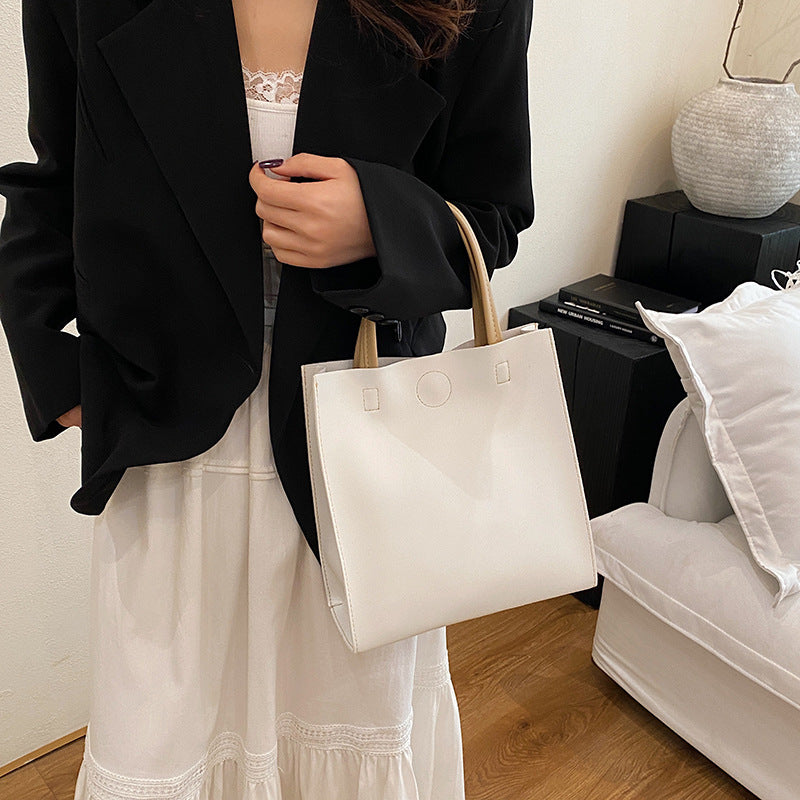 Popular Large Capacity Women's Bag Simple Western Style Trendy Commuter Handbag Texted Handbag Niche Tote Bag for Women
