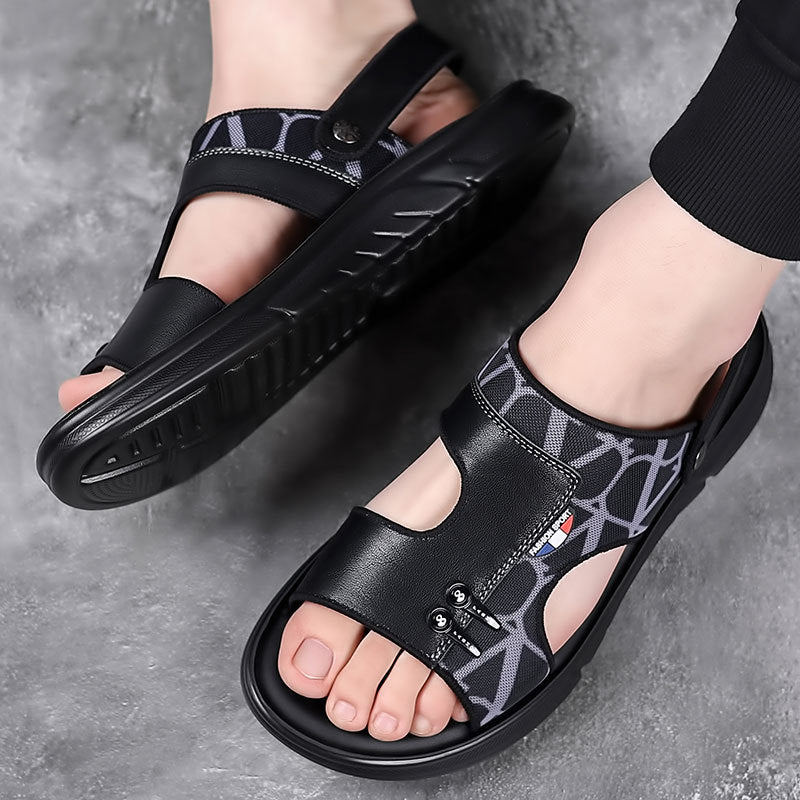 Men's Sandals 2026 New Summer Non-Slip Casual Dual-Wear Beach Shoes Men's Genuine Leather Soft-Soled Sandals Men's Trendy Style