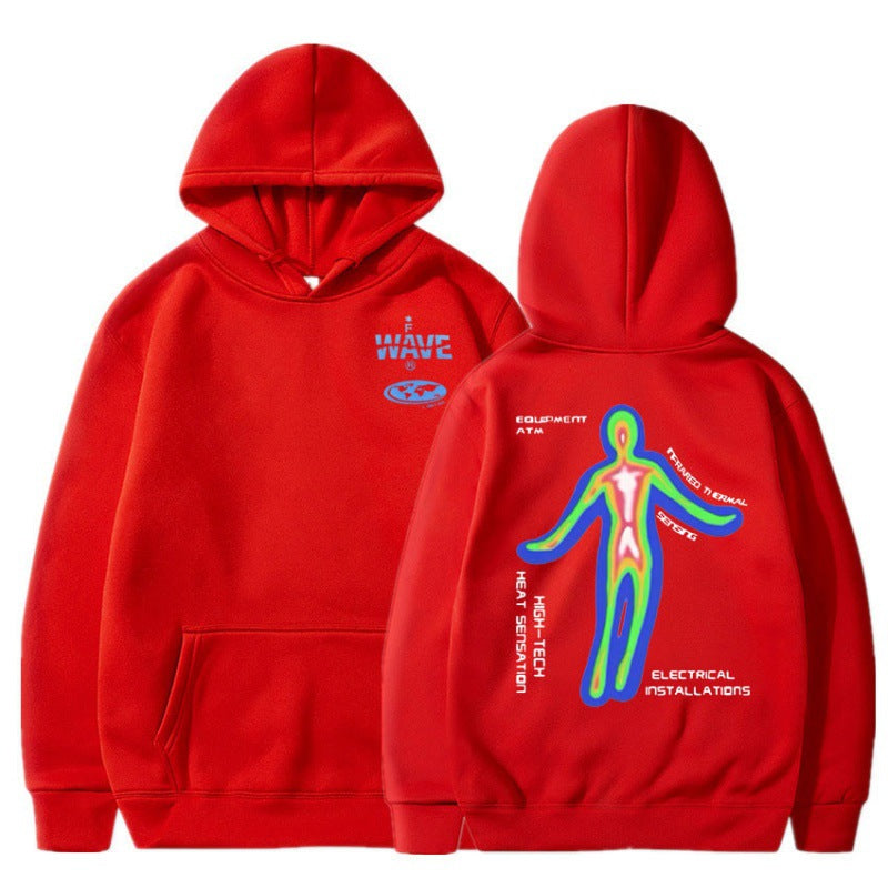 [Cross-border European Code] Skeleton Thermal Imaging Graphic Print Hoodie