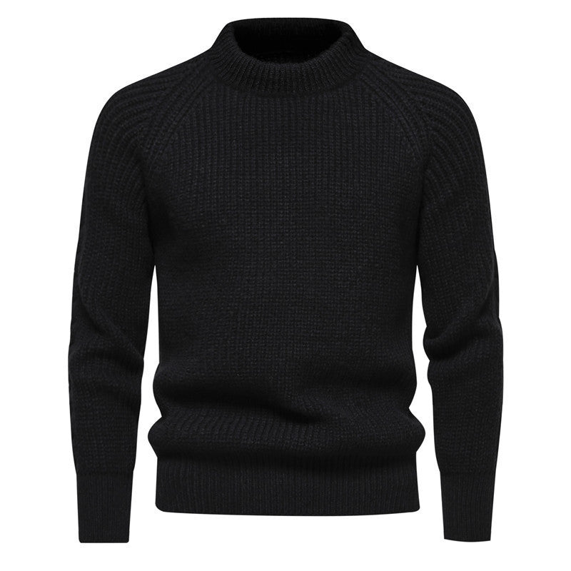 2026 New American Retro Sweater for Men, Autumn and Winter New Foreign Trade European Size Solid Color Round Neck Knit Sweater for Men