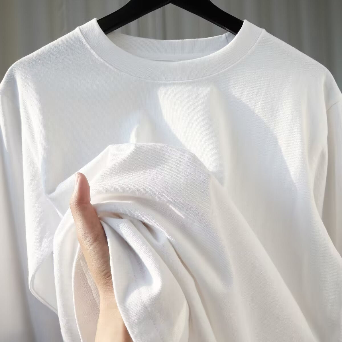 Cotton Heavyweight Long-Sleeved T-Shirt Pure Color Men and Women Same Style Spring & Fall Inner Wear Couple Style Bottoming Shirt