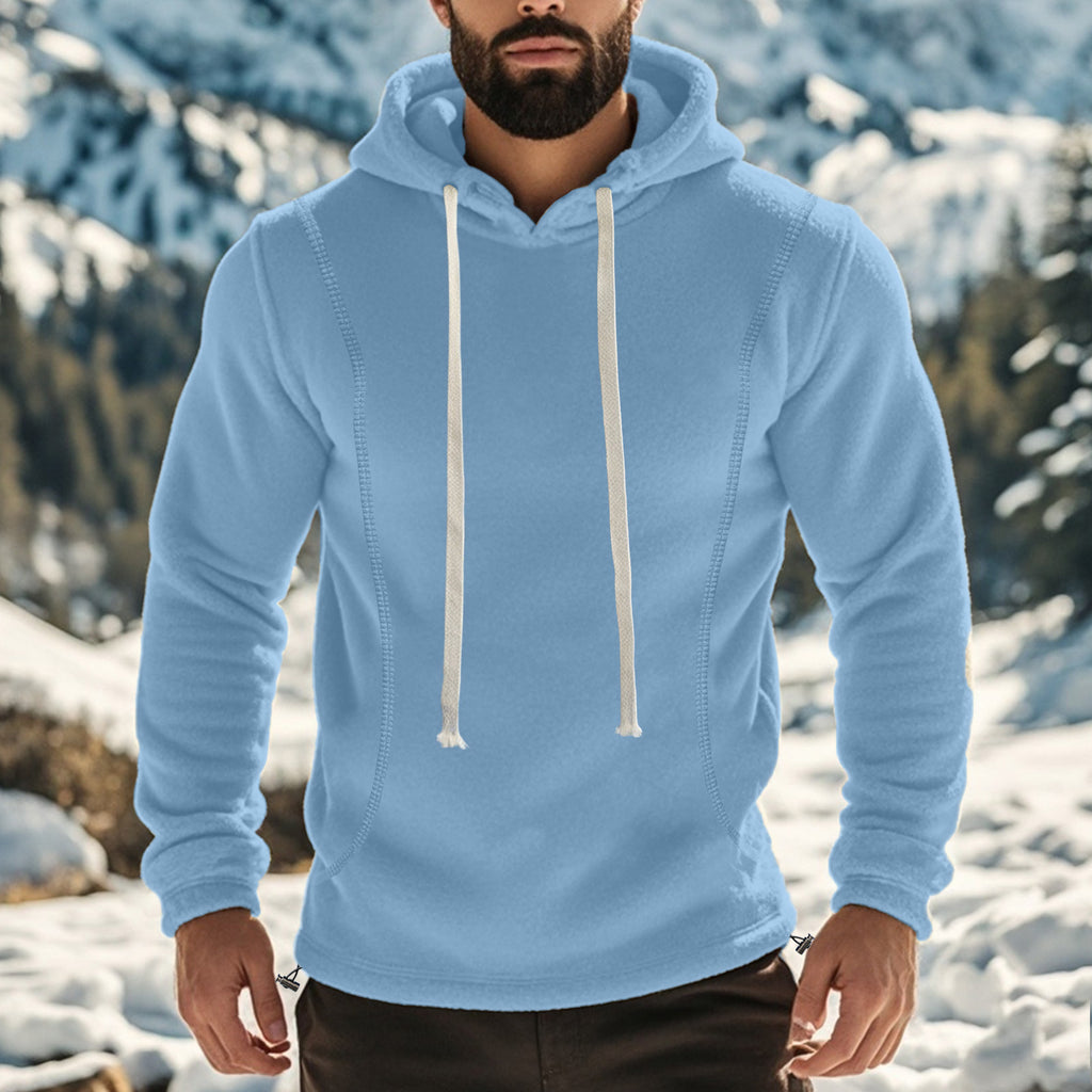 Cross-border Amazon autumn and winter  polar fleece hooded solid color sweater fleece-lined warm sports pullover hoodie