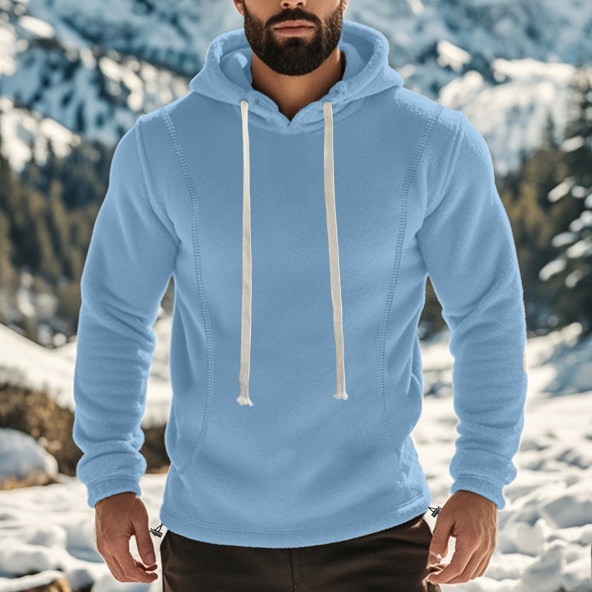 Cross-border Amazon autumn and winter  polar fleece hooded solid color sweater fleece-lined warm sports pullover hoodie