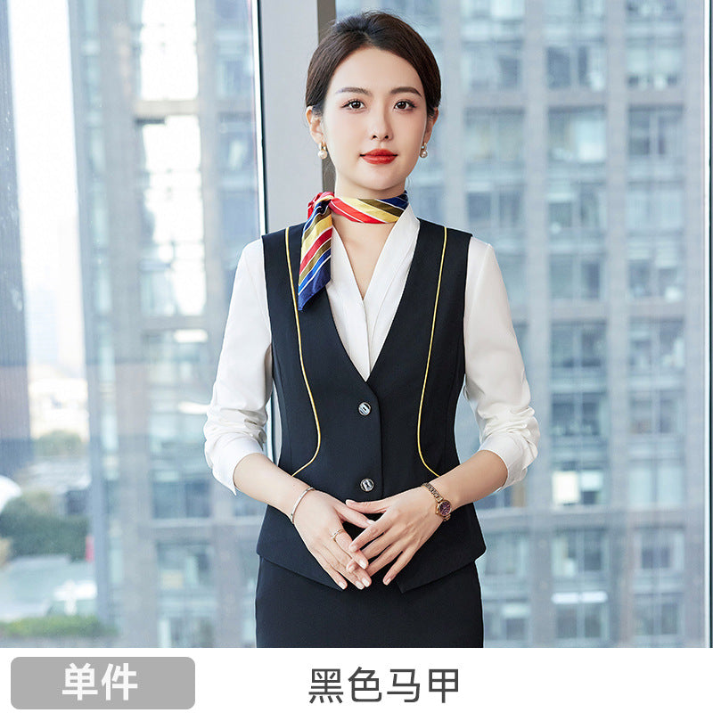 Professional vest suit female spring and summer stewardess uniform sales department hotel front desk jewelry shop beautician overalls