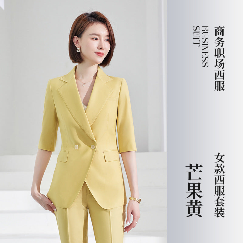 Women's Mid-sleeve suit Korean-style slim-fit professional formal wear business workwear uniform property administrative work clothes