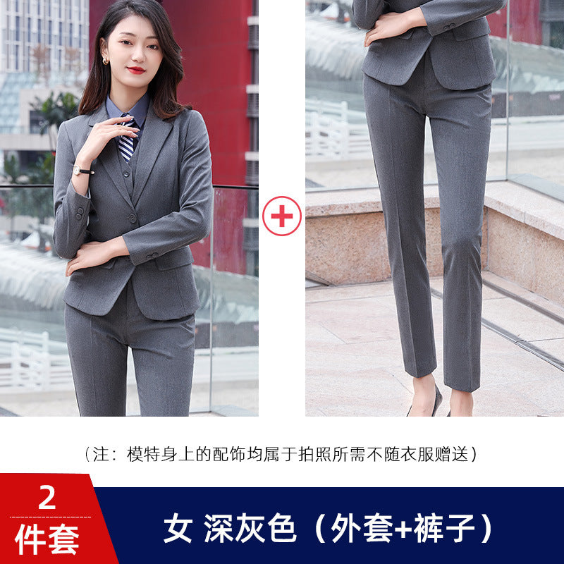Two-button color spinning four-sided elastic treasure blue teacher suit suit men's and women's same style professional attire 4S shop suit wholesale