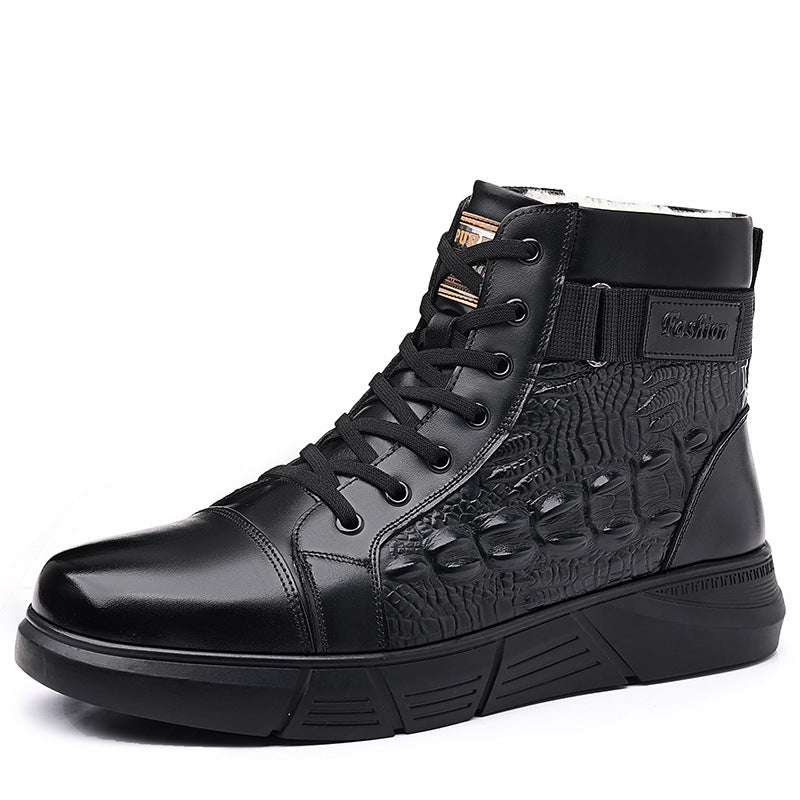 New Winter Men's Chelsea Boots with Cotton and Wool Lining, Warm Snow Boots, Large Cotton Shoes, Fashionable and Versatile Men's Shoes