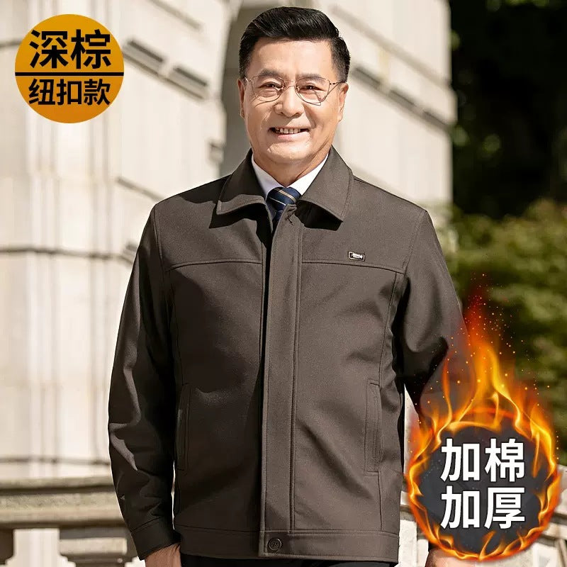 Autumn and Winter Coats for Middle-Aged Men, Dad's Clothing, Middle-Aged and Elderly Men's Autumn and Winter Executive Jackets, Thickened and Warm Men's Wear