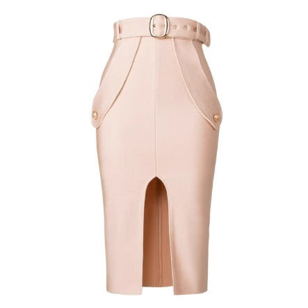 European and American Cross-Border Skirts for Women, High-Waisted Knee-Length Elastic One-Step Skirts, Knitted Hip-Hugging Skirts, Slim Bandage Skirts