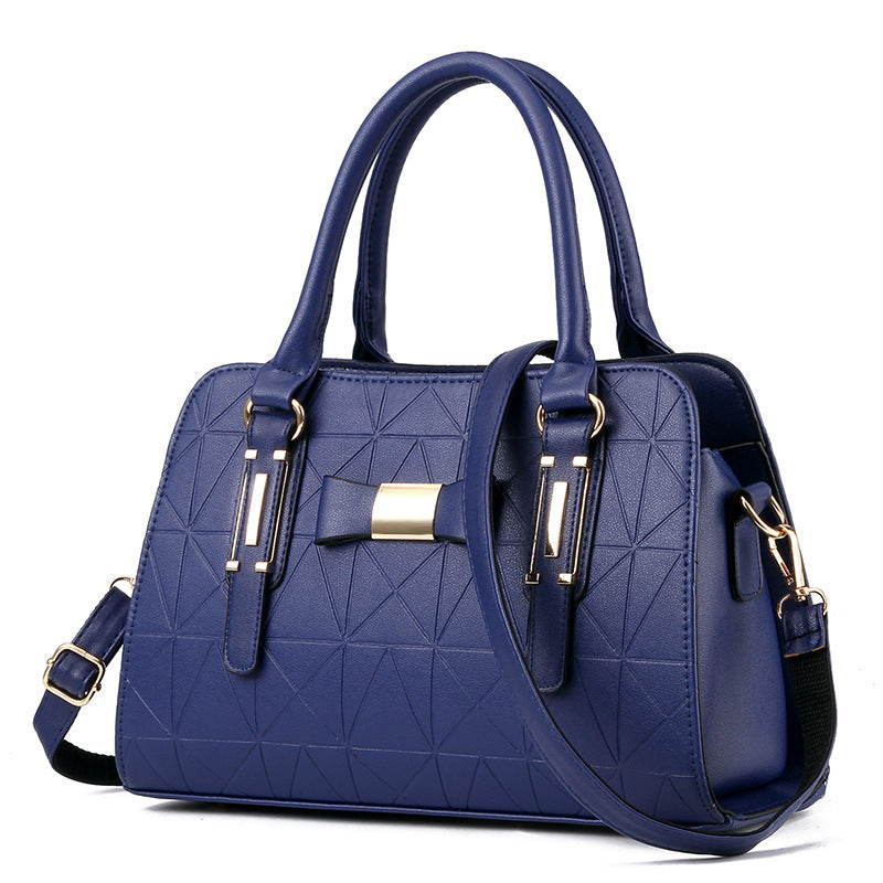 Bow women's bag embossed handbag foreign trade large capacity shoulder bag wholesale messenger bag simple mother bag