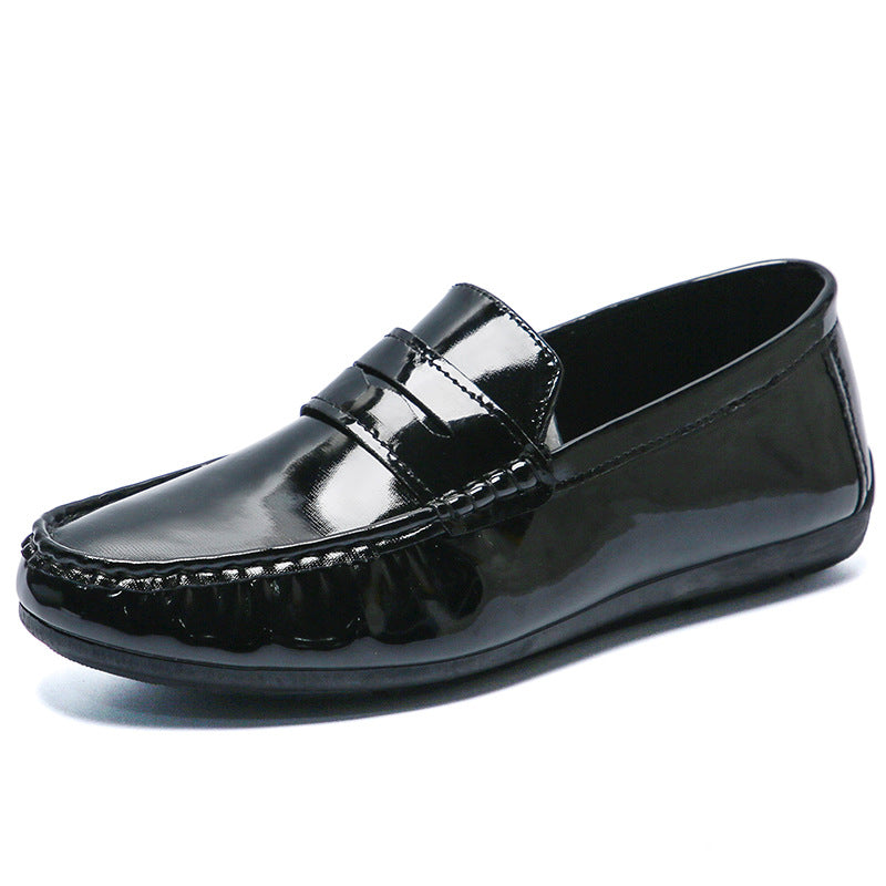 Bright leather loafers men's 2023 autumn new men's casual leather shoes business patent leather soft bottom breathable driving shoes