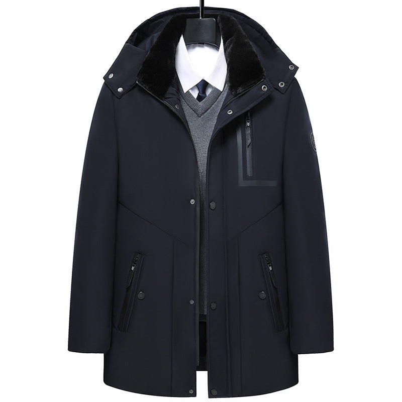 Middle-Aged and Elderly Men's down Jackets, Dad's Thickeneded Warm Cotton Jackets 2025 New Winter Mid-Length Cotton Jackets for Men