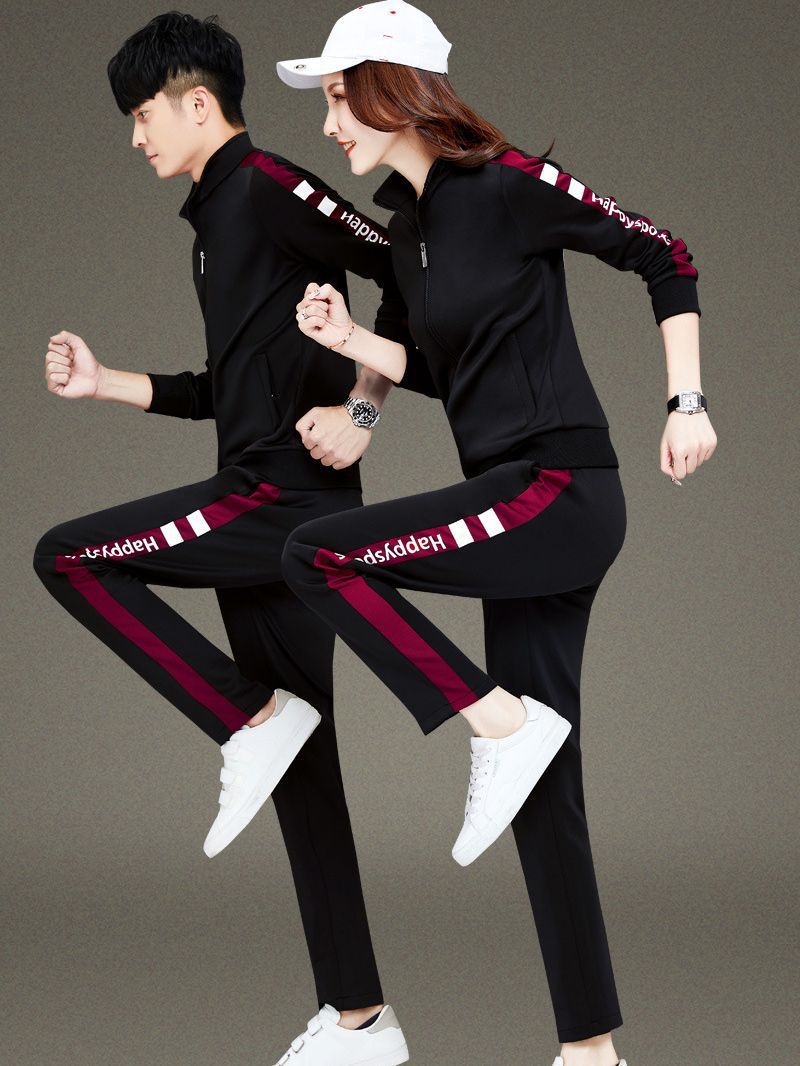 Sports suit Men's Spring and Autumn New Men's and Women's Sportswear Couple Clothes Running Clothes Casual Loose Two-piece School Uniform Set