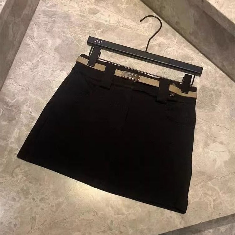 Spring and Autumn New High-Waisted Hip-Hugging Skirt, Slimming and Height-Enhancing Short Skirt, Anti-Exposure Design, Half-Body Skirt, Suit Hip-Hugging Skirt