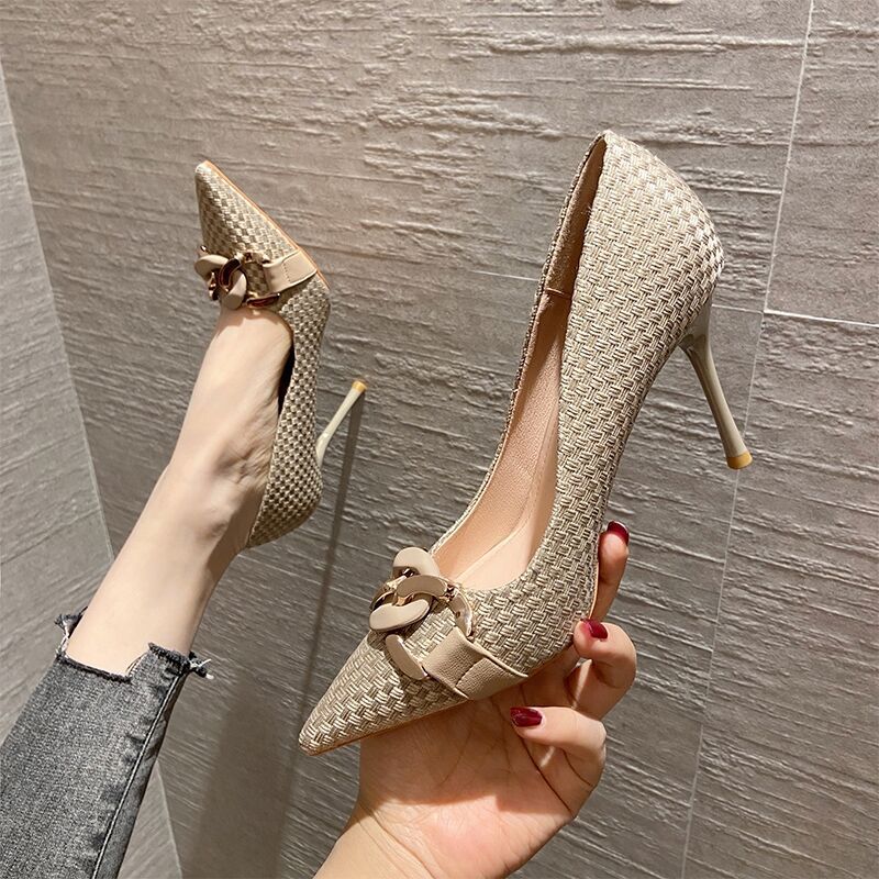 High Heels for Women 2024 Summer New Fashion French Stiletto Sexy Shallow Mouth Pointed Toe Shoes Elegant and Taller