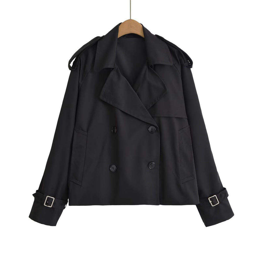 Za Cross-Border Women's Clothing Wholesale European and American Style Lapel Fashion Versatile Double-Breasted Short Windbreaker Jacket 0518248