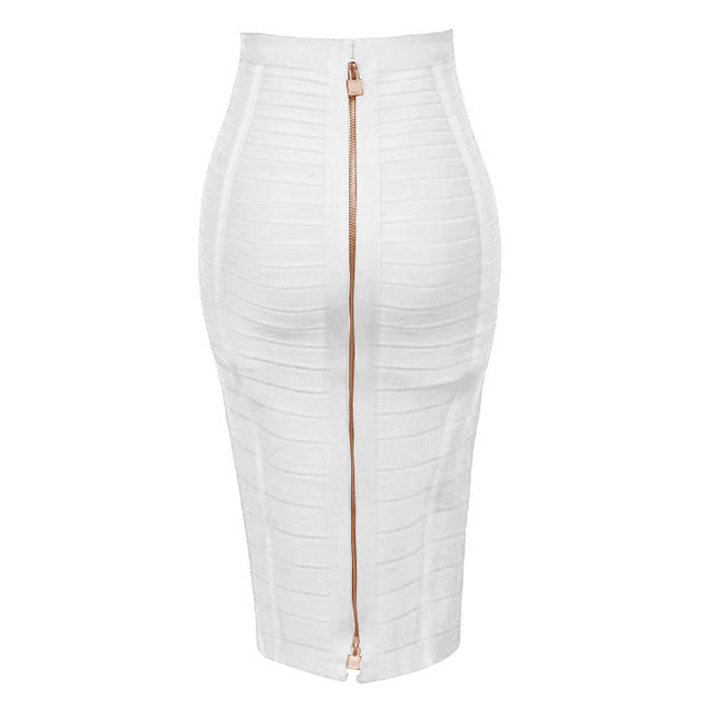 European and American Cross-Border Skirts for Women, High-Waisted Knee-Length Elastic One-Step Skirts, Knitted Hip-Hugging Skirts, Slim Bandage Skirts