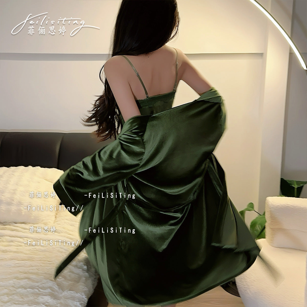 Sexy Pajamas Women's Autumn and Winter 2024 New Pure Gold Velvet Sling Nightgown suit Two-piece Set