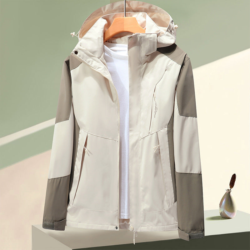 Jackets for Men and Women, Windproof and Waterproof Outdoor Sports Mountaineering Clothing, Fashionable and Trendy Spliced Color Hooded Jackets