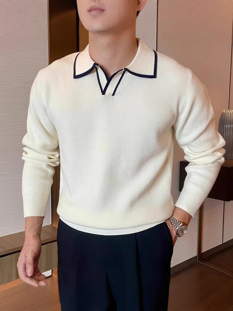 Light Mature Style Casual Lapel Sweater Men's Trendy Brand New Style Men's Warm Top for Autumn and Winter 2024