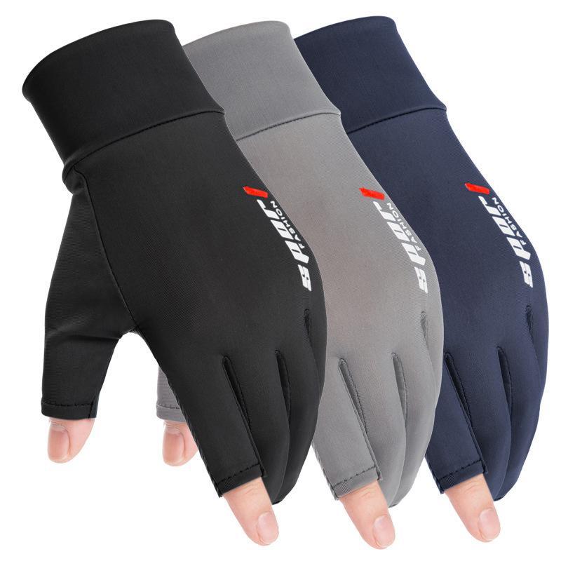 Cycling Gloves, Outdoor Driving Gloves, Electric Vehicle Sun Protection Gloves, Non-Slip Touch Screen Fingerless Gloves, Men's Fishing Ice Silk Gloves Wholesale