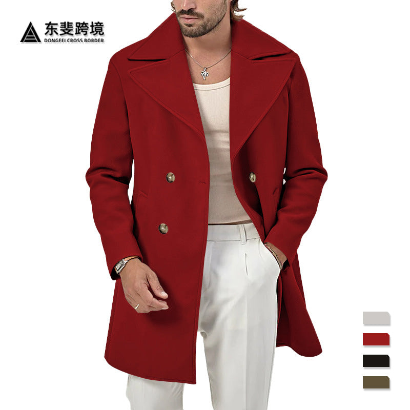 Cross-Border Independent Site Men's Trench Coat, New Spring and Autumn Men's Coat, Mid-Length Foreign Trade Amazon Casual Men's Jacket
