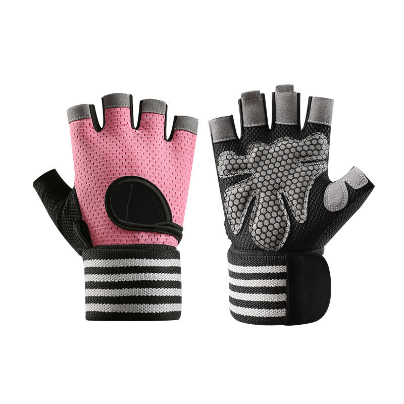 Wristband Fitness Gloves with Extended Wrist Straps, Non-Slip Breathable Palm Pads, Wear-Resistant Equipment for Training, Hiking, and Outdoor Activities