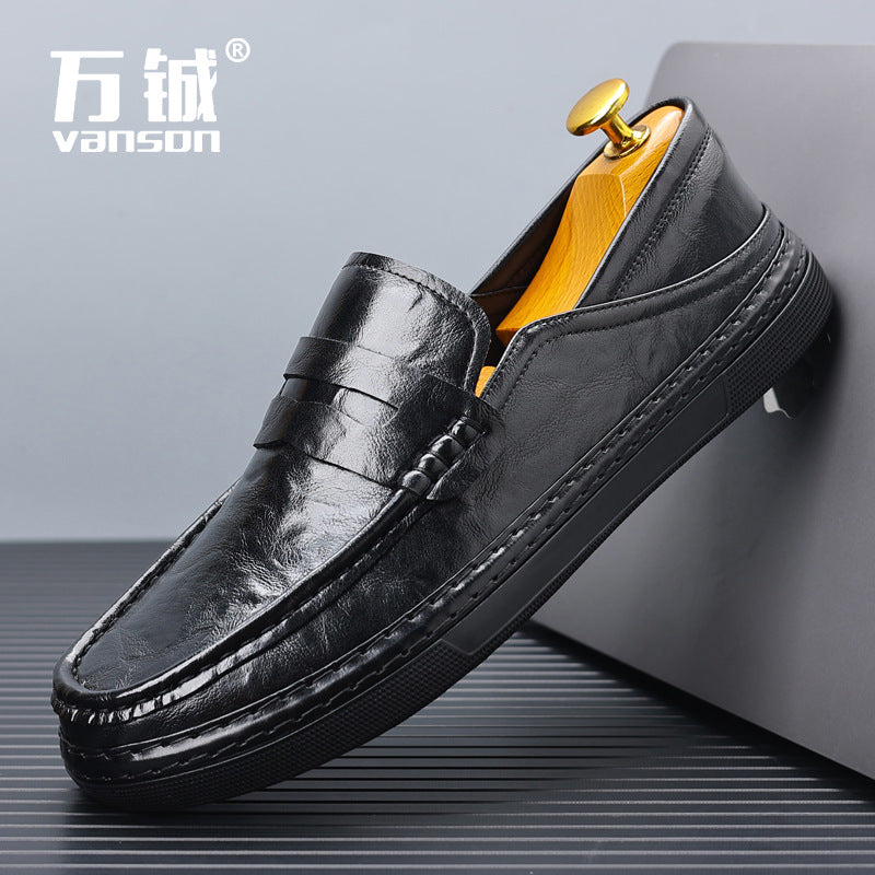 Doudou Shoes Men's 2024 Spring New High-Quality Soft Leather Shoes Men's Casual Shoes Soft Sole Slip-On Loafers Men's Shoes