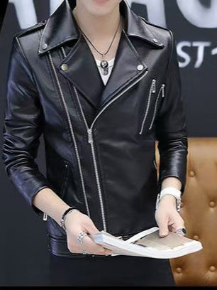Men's Leather Jacket for Spring and Autumn Korean Style Fashionable Duffian Handsome New White Leather Jacket Men's 2025 Spring Clothes Trendy