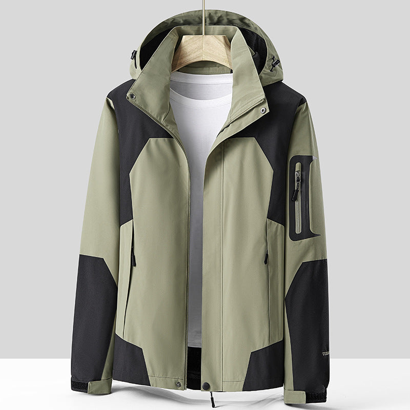 Outdoor Jacket Men's Winter Velvet Short-Sleeved Thickeneded Spring & Fall Windproof Waterproof Breathable Jacket Mountaineering Jacket