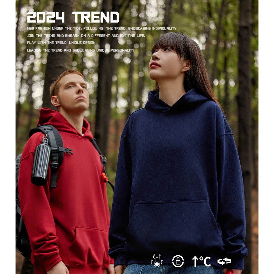 Tide brand men's clothing 2024 autumn and winter youth loose leisure tide brand 450G terry sweater men's hooded men's sweater