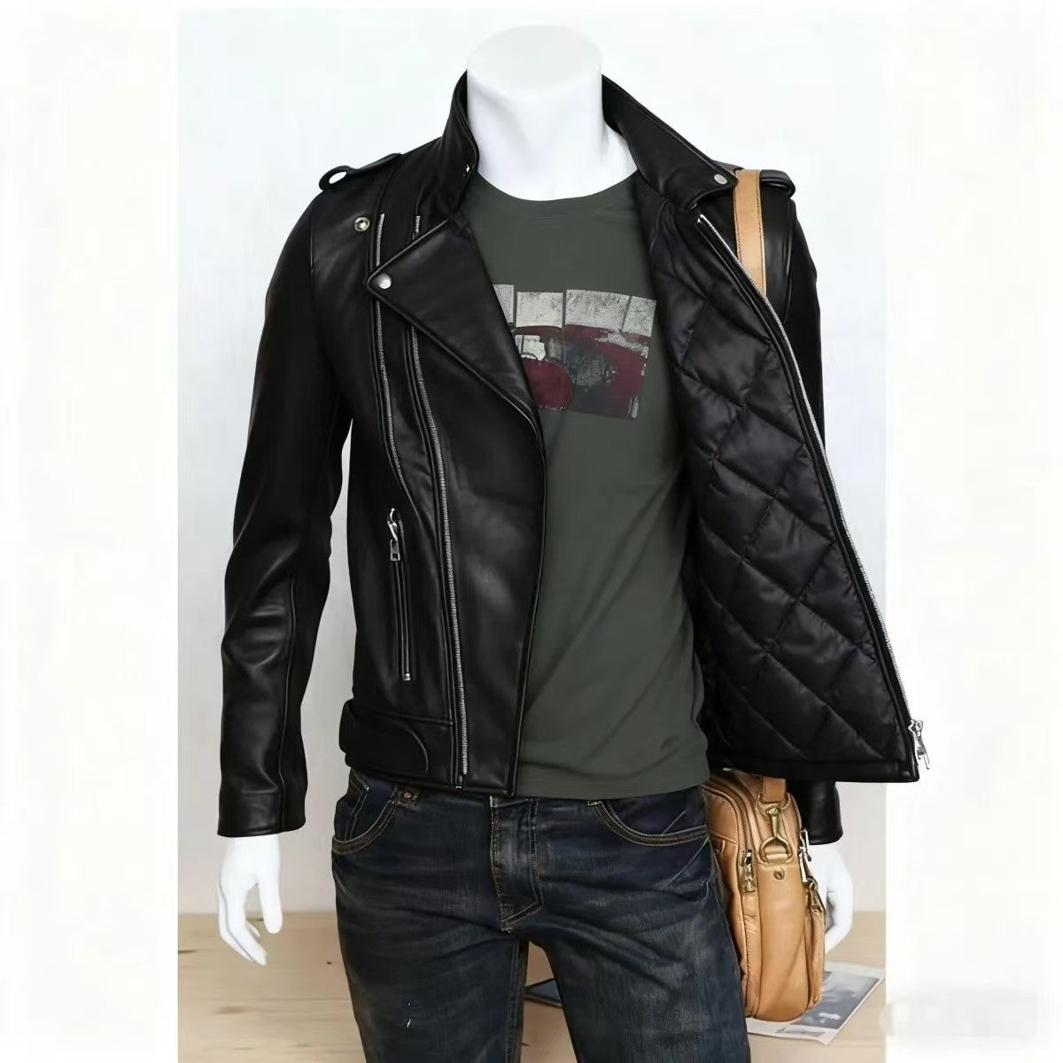 Manufacturer Autumn and Winter New Men's Leather Jackets Washed Motorcycle Men's Leather Jackets New Fashion Clothing Wholesale