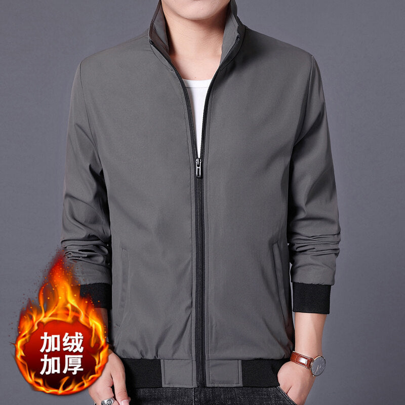 2024 New fleece-lined jacket men's coat fleece-lined thickened stand collar jacket 1918 jacket men