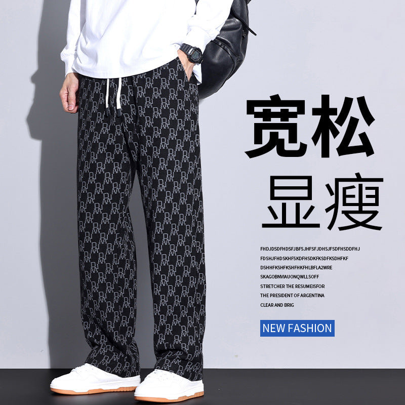 Casual Pants for Boys Spring and Autum Loose Tight Waist Long Pants Men's 2025 New American Fashion Brand Fashion Straight Pants