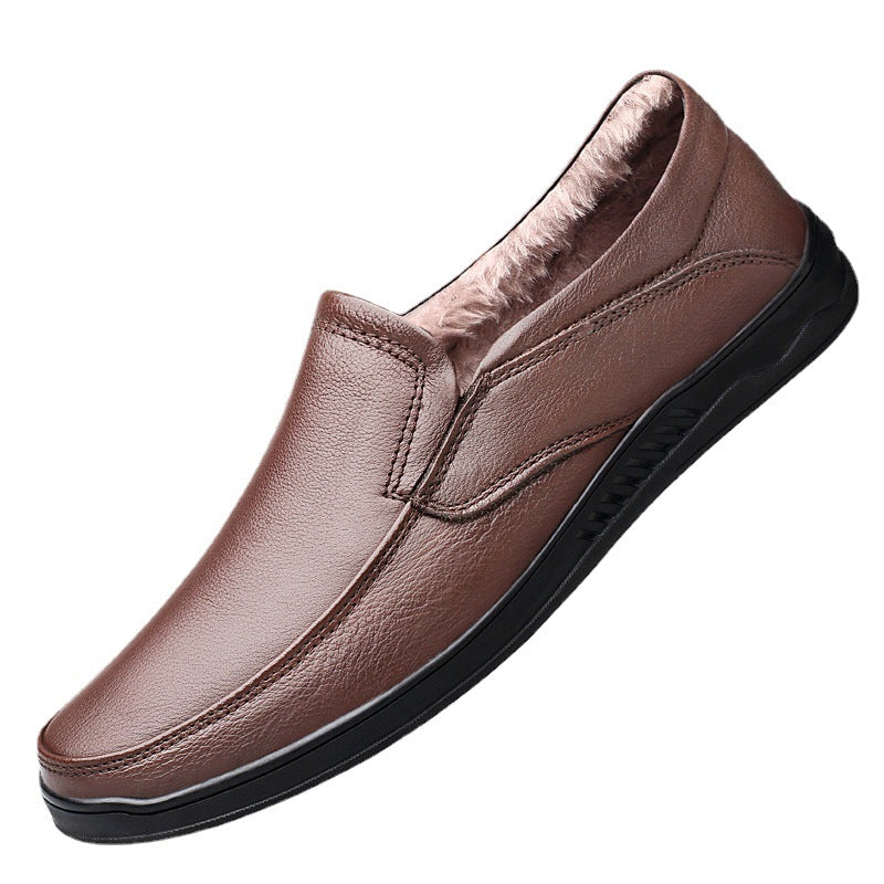 Men's Shoes Summer Casual Leather Shoes Men's Korean Style Youth Slip-on Lazy Loafers Business British Style Peas Shoes