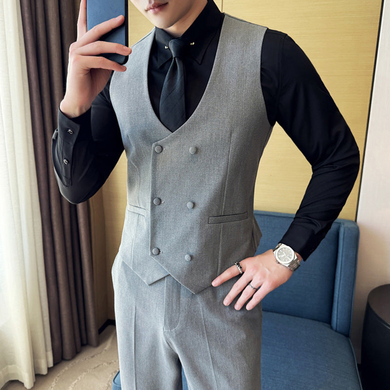 New Spring and Summer High-end Slim-fit Vest Pants suit Men Business Casual Vest Set Best Man Group Dress Suit Men