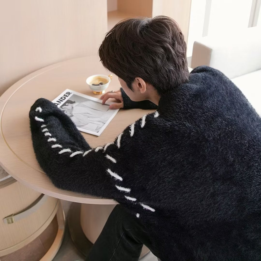 Sweater men's winter fashion brand design round neck sweater warm youth couple autumn and winter long sleeve sweater coat