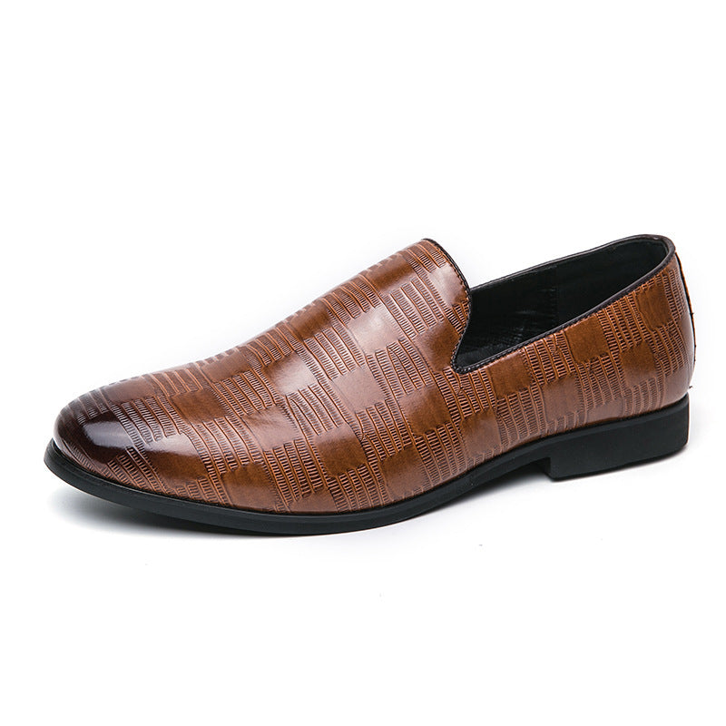 Cross-Border Men's Shoes, Business Slip-On Leather Shoes, Men's Simple Solid Color Loafers, Barber Shop Korean Style Small Leather Shoes, Men's Lazy Shoes