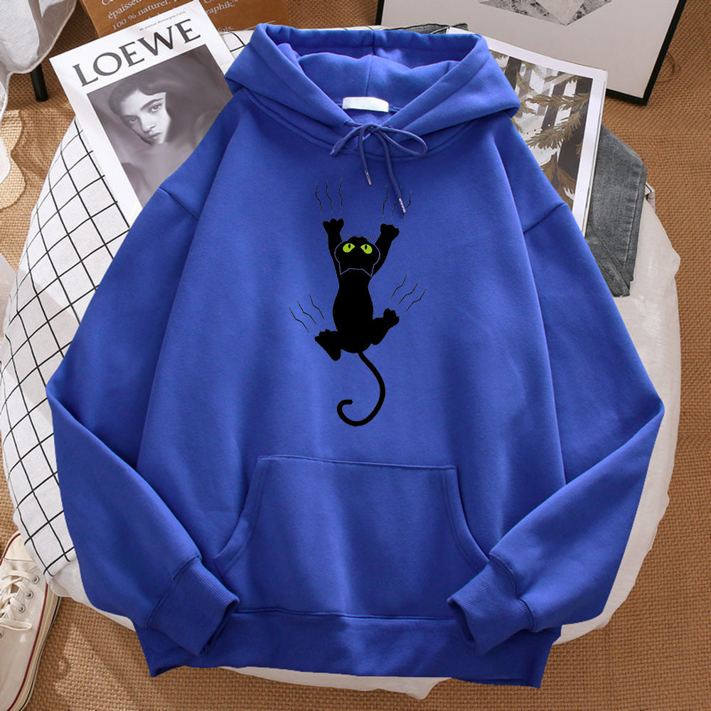 Naughty Black Cat Printed Men's Hoodie Hip Hop Comfortable Sweatshirt