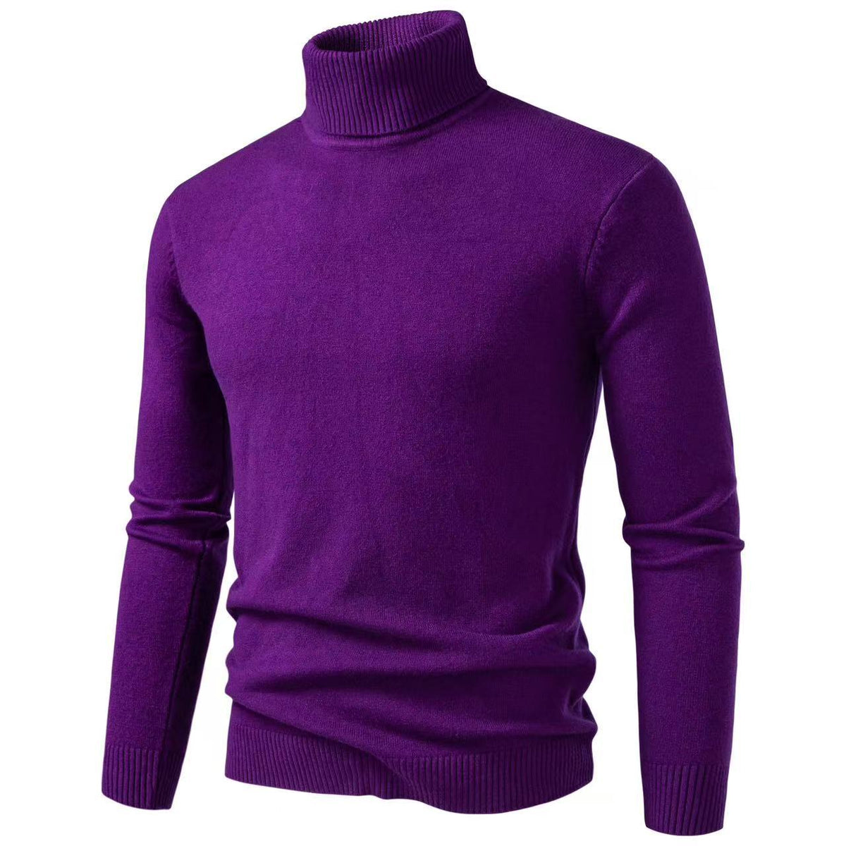 Amazon foreign trade autumn and winter new men's solid color slim turtleneck sweater sweater plus size men's pullover base shirt