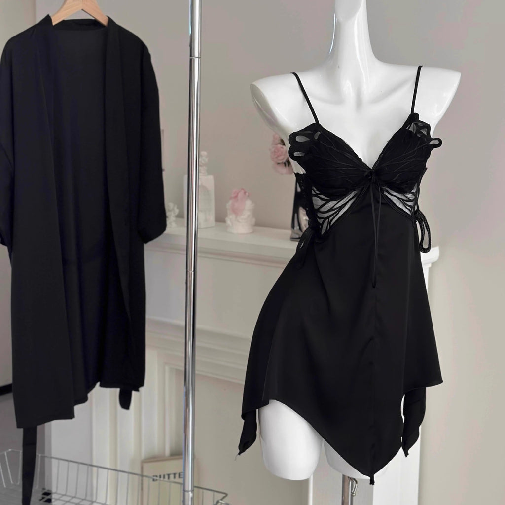 Sexy Women's Summer Camisole Sleepwear, New Ice Silk Two-Piece Set with Chest Pads, Backless, High-End Nightgown