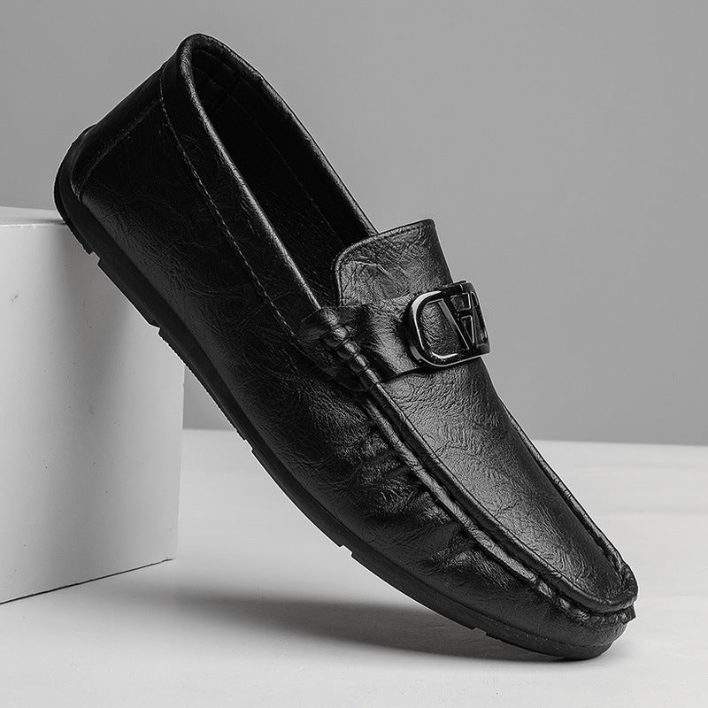 Doug Shoes Men's Summer New Men's Casual Leather Shoes Fashionable All-match Business Love Shoes Foot Breathable Soft Sole Shoes