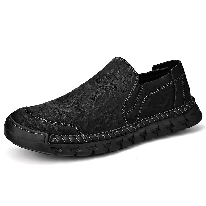 Casual Leather Shoes for Men 2025 Autum New Soft Sole Non-Slip Stitched Sole Lace-Up Men's Shoes Loafers Middle-Aged and Elderly Dad Shoes
