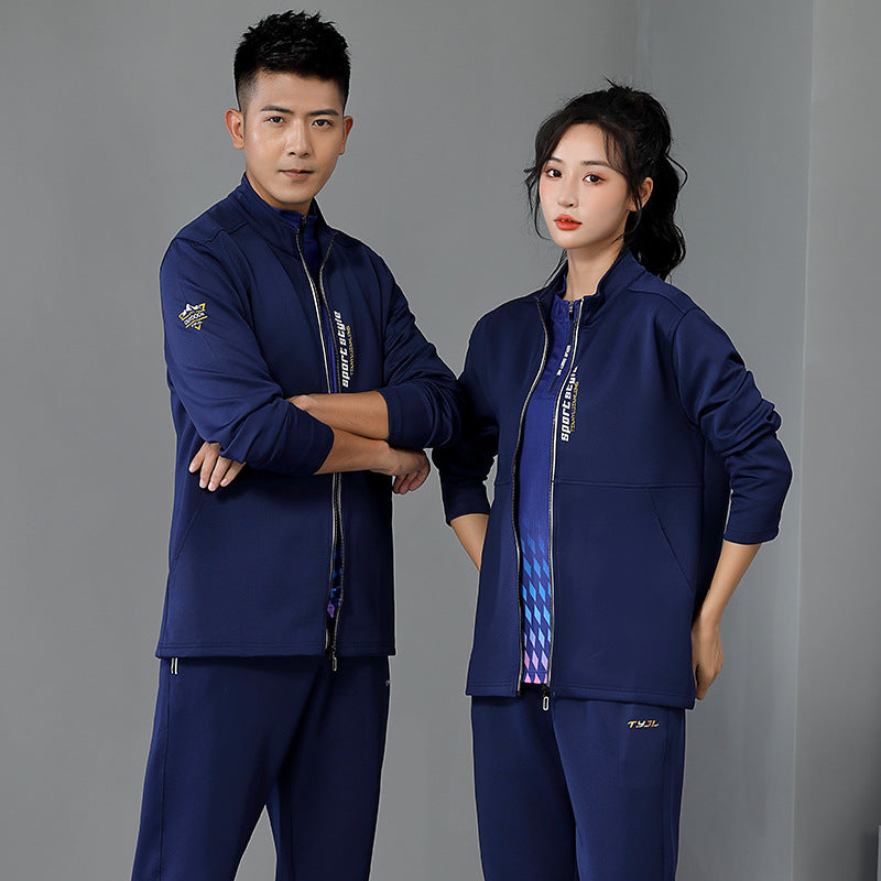 New Badminton Jacket Black and White Suit for Men and Women Long-Sleeved Volleyball Uniform Table Tennis Uniform Competition Training Uniform