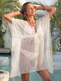 Women's sexy perspective lace cross-border European and American women's irregular beach bikini blouse strap dress