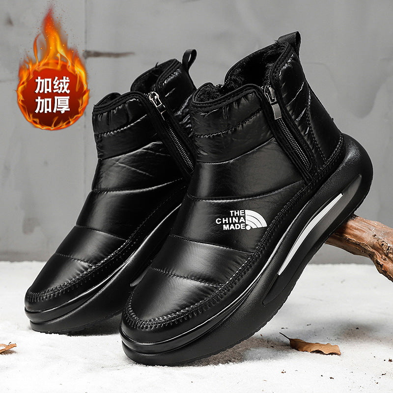 Winter Cotton Shoes Men's High-top fleece-lined Thickened Warm Snow Boots Non-slip Wear-resistant Outdoor plus size Northeast Large Cotton Boots