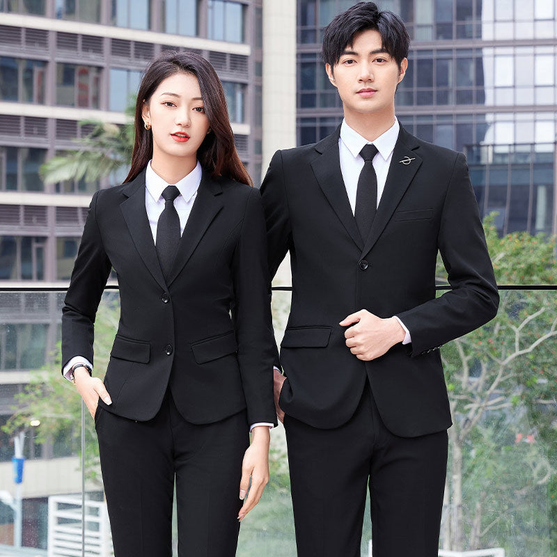 Two-button color spinning four-sided elastic treasure blue teacher suit suit men's and women's same style professional attire 4S shop suit wholesale