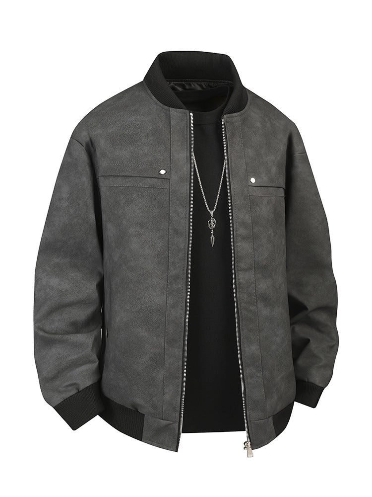 [Cross Border] Leather Men's 2025 New Men's pu Leather Jacket Biker Jacket Leather Men