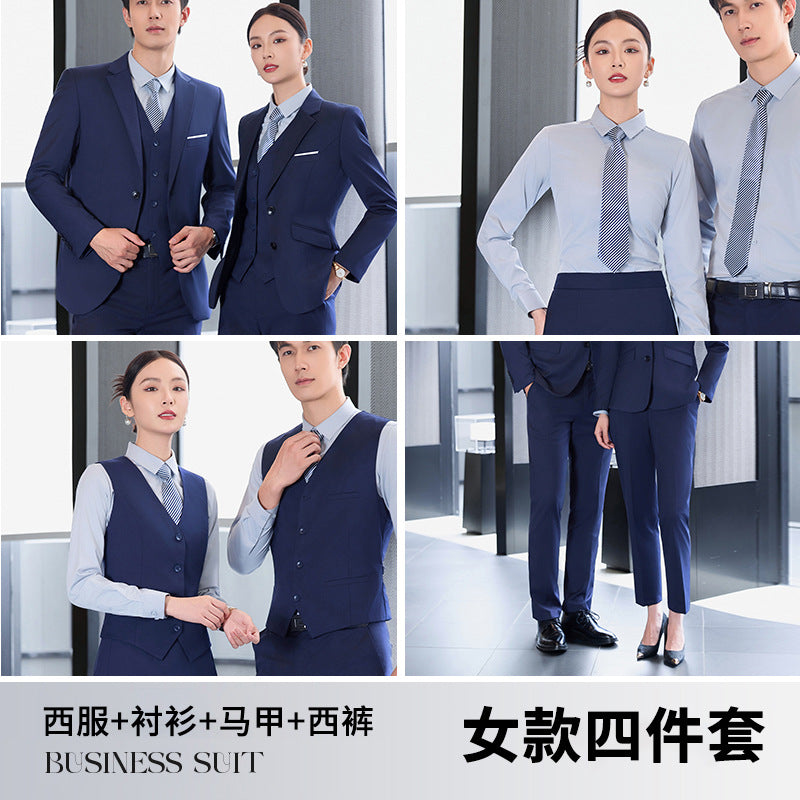 High-End Suit Suits for Men and Women, Professional Formal Wear, 4S Store Real Estate Property Workwear, Blue Suit Suits, Work Clothes