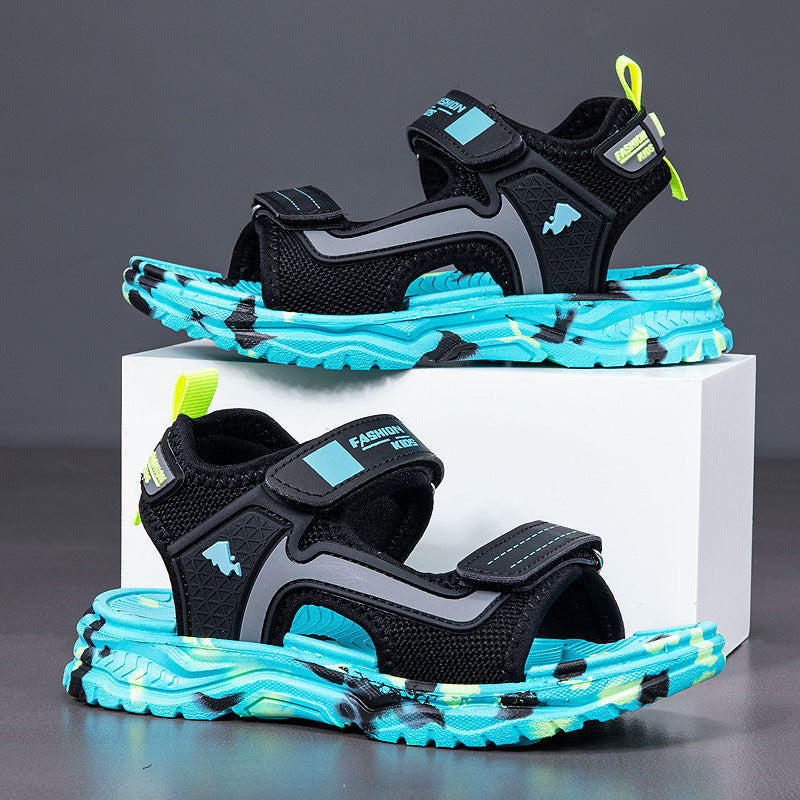 Wholesale children's shoes summer new large children's non-slip soft sole open toe beach shoes primary school students outdoor sandals cross-border